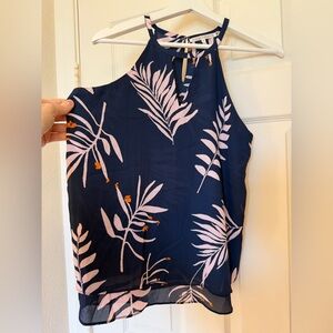 Violet & Claire Navy and Pink Floral Blouse